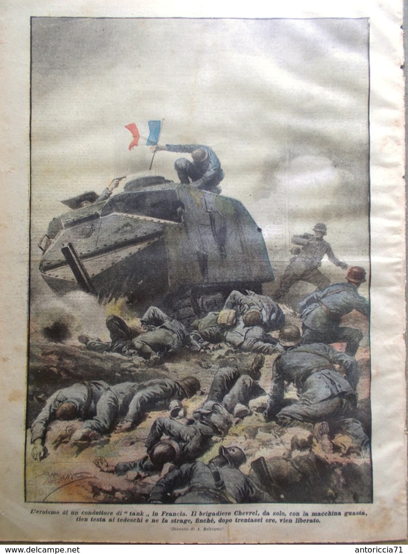 La Domenica Del Corriere 11 Agosto 1918 WW1 Avanzata Francia Chevrel Pavia Foch - Weltkrieg 1914-18