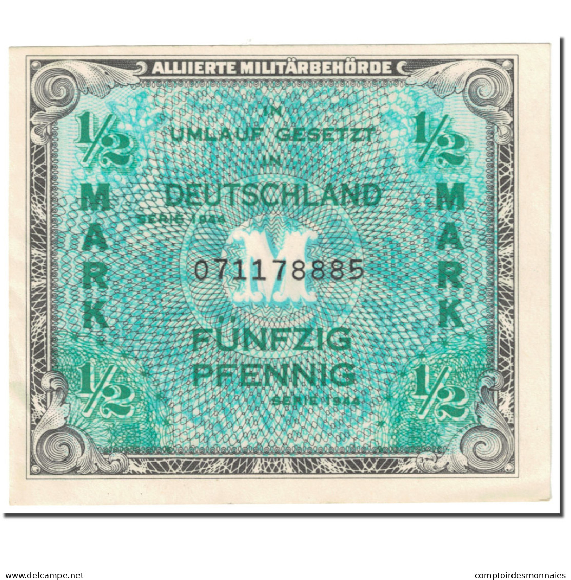 Billet, Allemagne, 1/2 Mark, 1944, SERIE DE 1944, KM:191a, SUP - 1/2 Mark