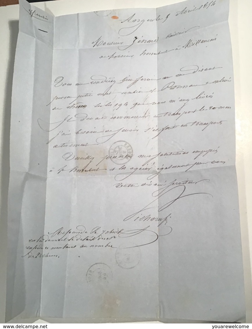 1852 Presidence 25c SUPERBE Signé Scheller Yv.10 Lettre ANGERS 1854 (47 Maine & Loire) / France Cover - 1852 Luigi-Napoleone