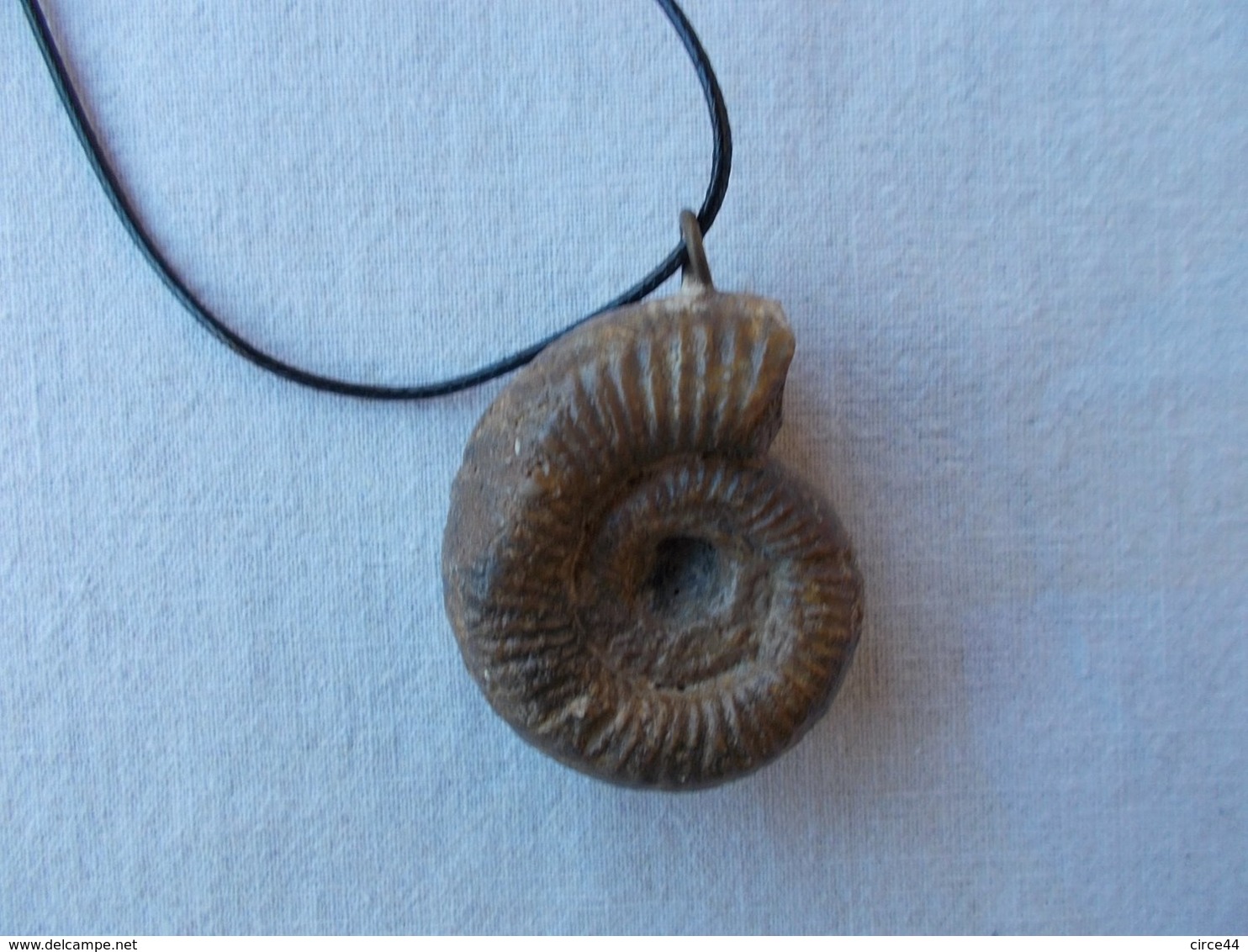 CADEAU  ORIGINAL.AMMONITE  FOSSILE MONTEE EN PENDENTIF.LONGUEUR DU CORDON REGLABLE.ORIGINE MAINE ET LOIRE. - Fossilien