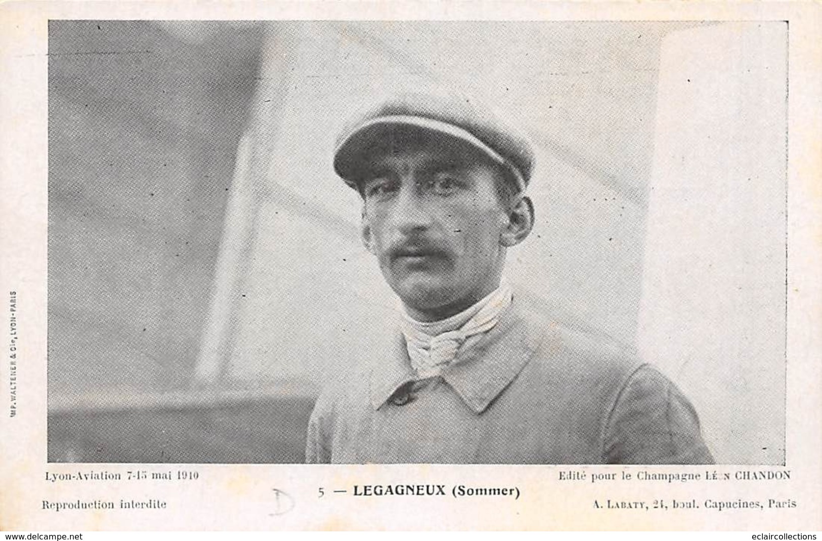 Thème : Aviation .    Legagneux   Sur Biplan Sommer . Lyon Aviation Mai 1910     (Voir Scan) - Flieger