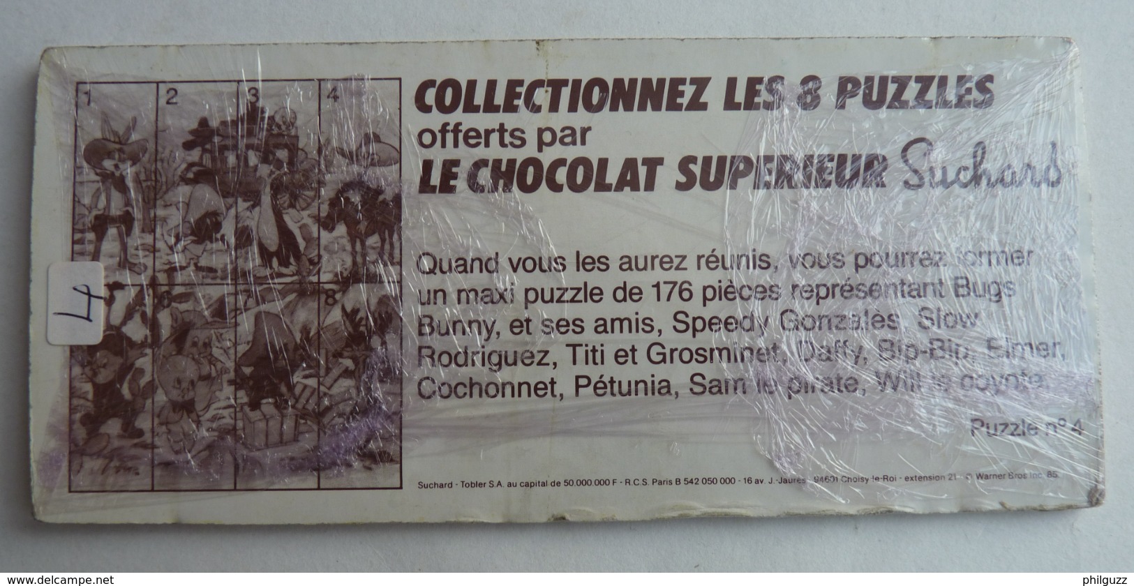 RARE PUZZLE N°4 CHOCOLAT SUCHARS WARNER BROSS 1985 DAFFY DUCK - Puzzles