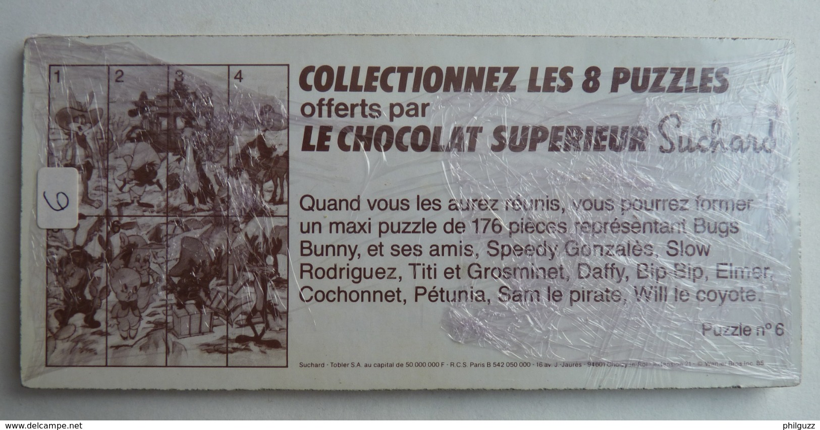 RARE PUZZLE N°6 CHOCOLAT SUCHARS WARNER BROSS 1985 COCHONET - Puzzles