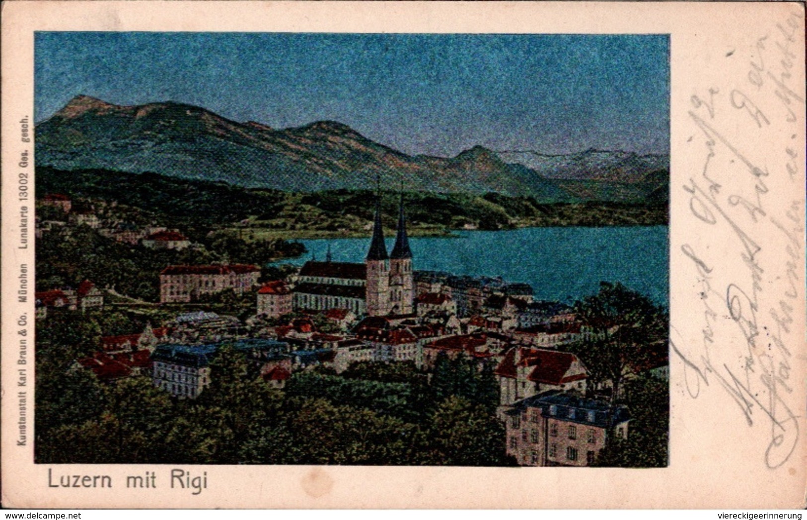 ! 1905 Alte Ansichtskarte Luzern Mit Rigi, Schweiz, Lunakarte Nr. 13002 - Luzern