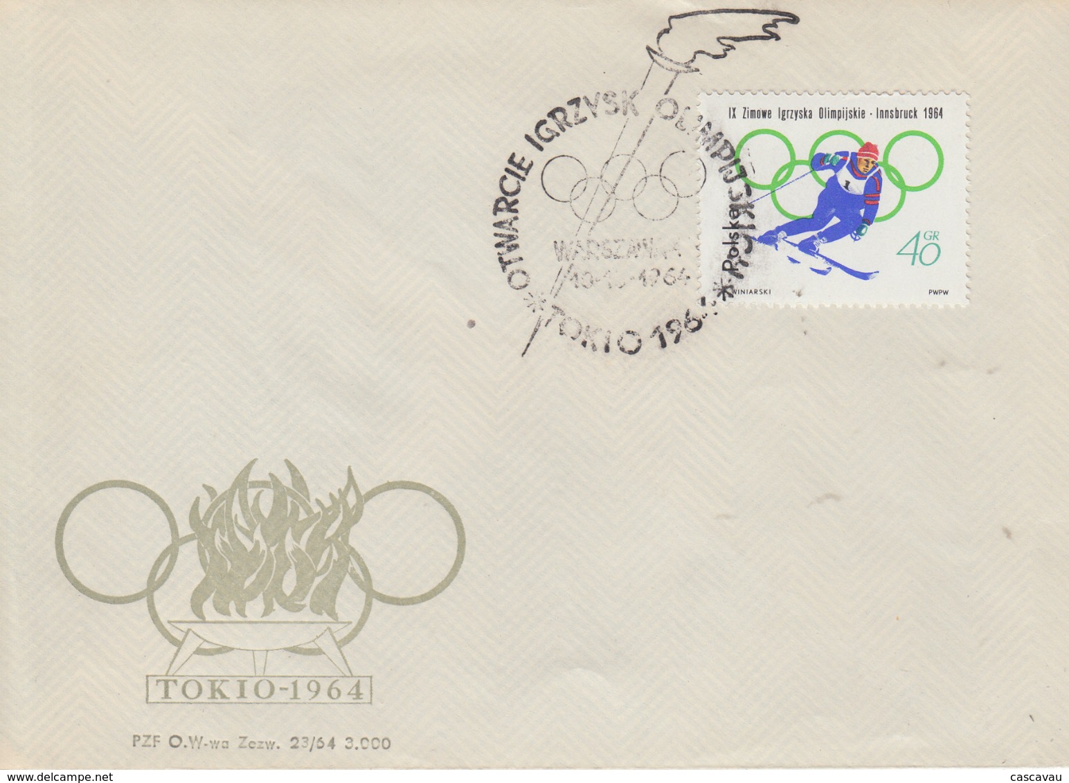 Enveloppe  FDC   1er  Jour   POLOGNE    Jeux  Olympiques  INNSBRUCK   1964 - Hiver 1964: Innsbruck