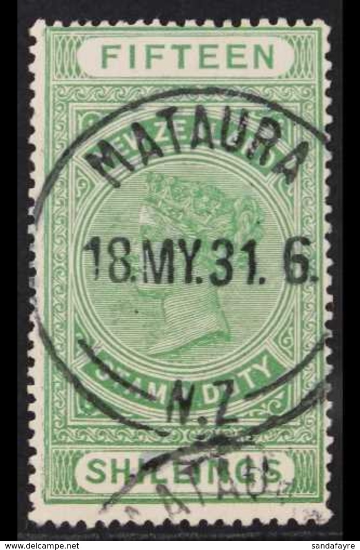 POSTAL FISCAL 1925-30 15s Green, Cowan Paper, Perf 14½ X 14, SG F141, Very Fine Used With Neat, Upright Largely Complete - Sonstige & Ohne Zuordnung