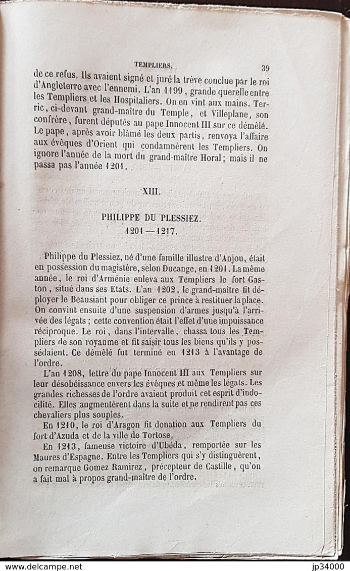 DOCUMENTS SUR LES ORDRES du TEMPLE ET DE SAINT JEAN DE JERUSALEM en ROUERGUE. Edition de 1866 à Rodez