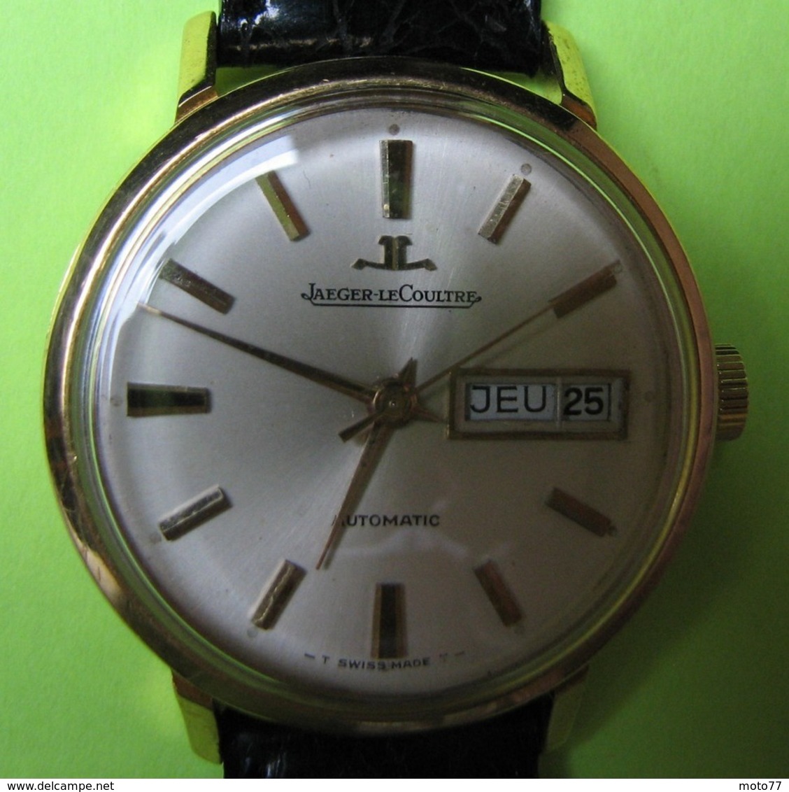 Montre homme - 1960 - JAEGER LECOULTRE Jour et Date Automatique OR 18K - bracelet JL - Boite JL