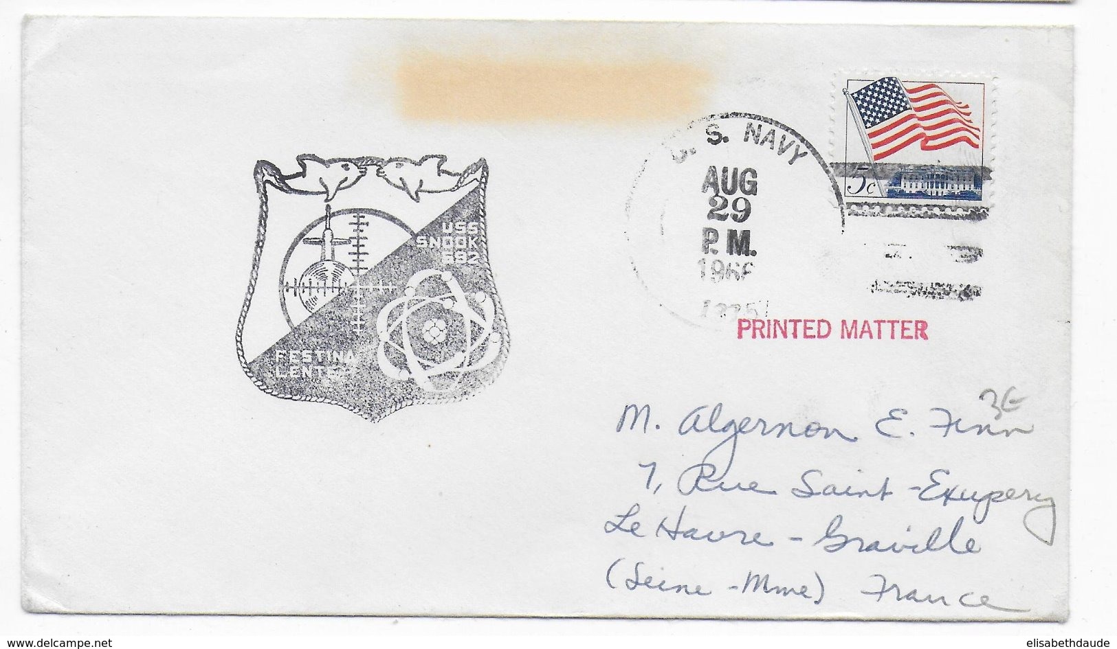 1966 - US NAVY - ENVELOPPE Du SOUS-MARIN  USS SNOOK 592 - SUBMARINE - Poststempel