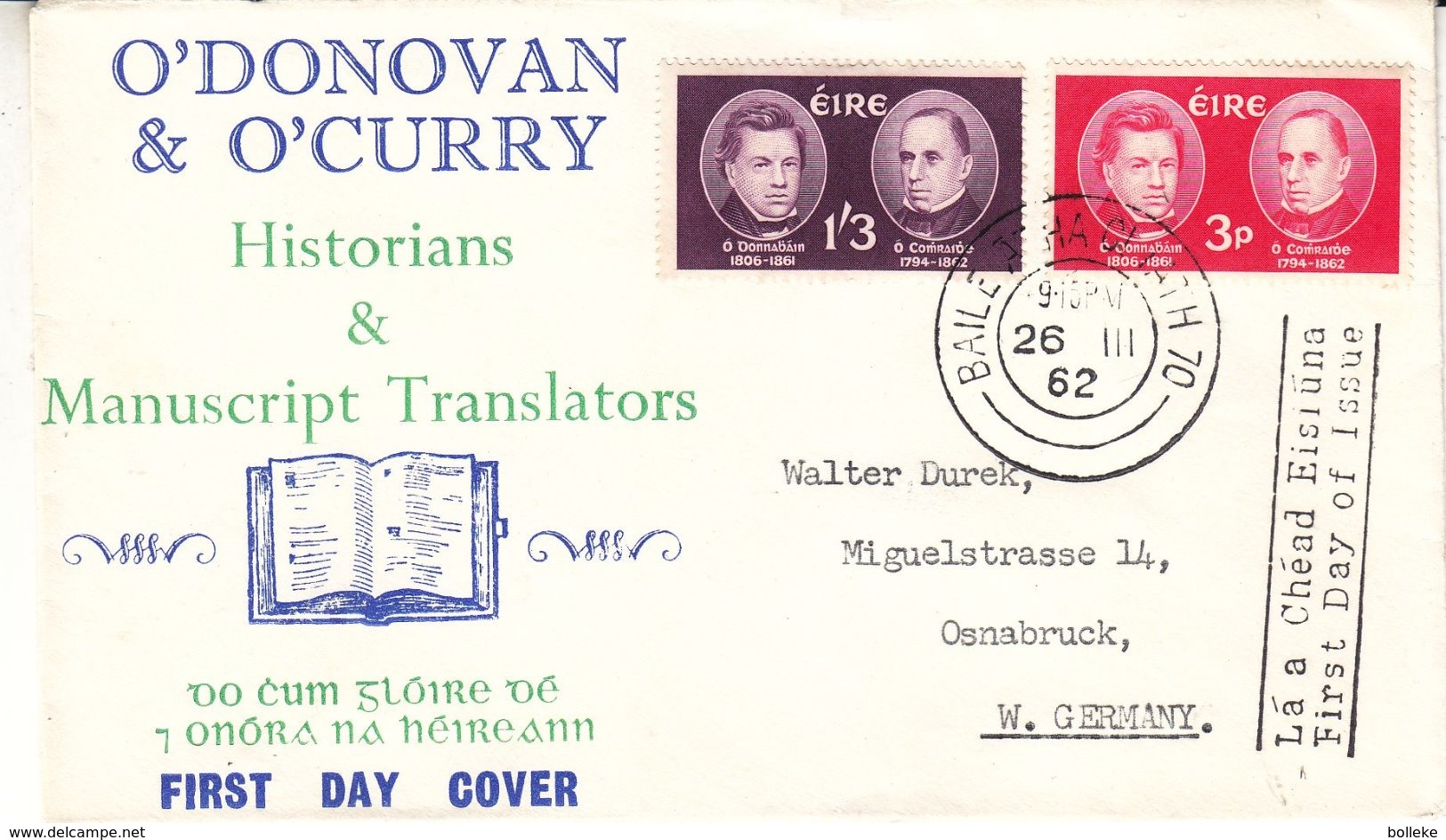 Irlande - Lettre FDC De 1962 - Oblit Baile Atha Cliath - Savants - Valeur 7,50 Euros - Covers & Documents