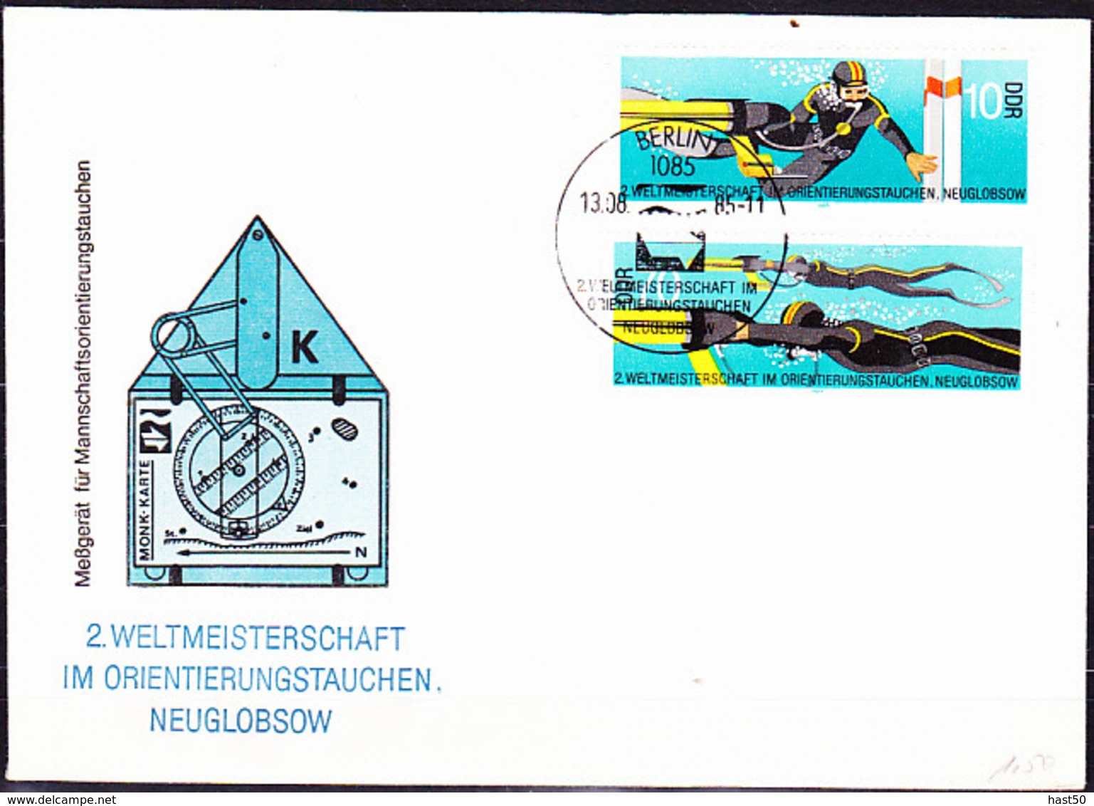 DDR GDR RDA - WM Im Orientierungstauchen (Mi.Nr. 2961/2) 1985 -  FDC  Sonderstempel 1085 Berlin - 1981-1990