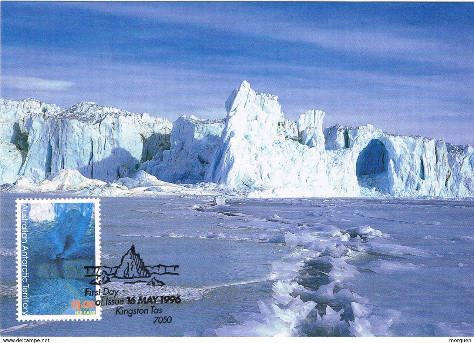 34731. Tarjeta Maxima AUSTRALIAN ANTARCTIC TERRITORY. Kingston 1996. Ice Cave - Maximum Cards