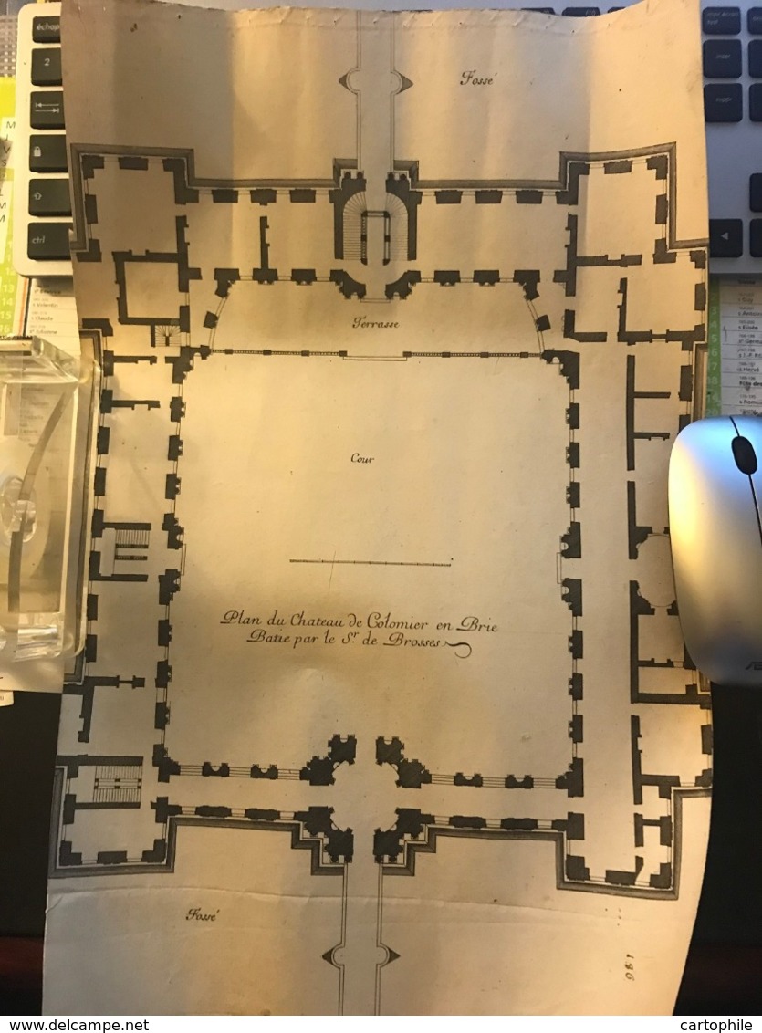 Rare Plan De Jean Marot Du 17e Siècle Du Chateau De Coulommiers En Brie (77) - Détruit à La Révolution - Arquitectura