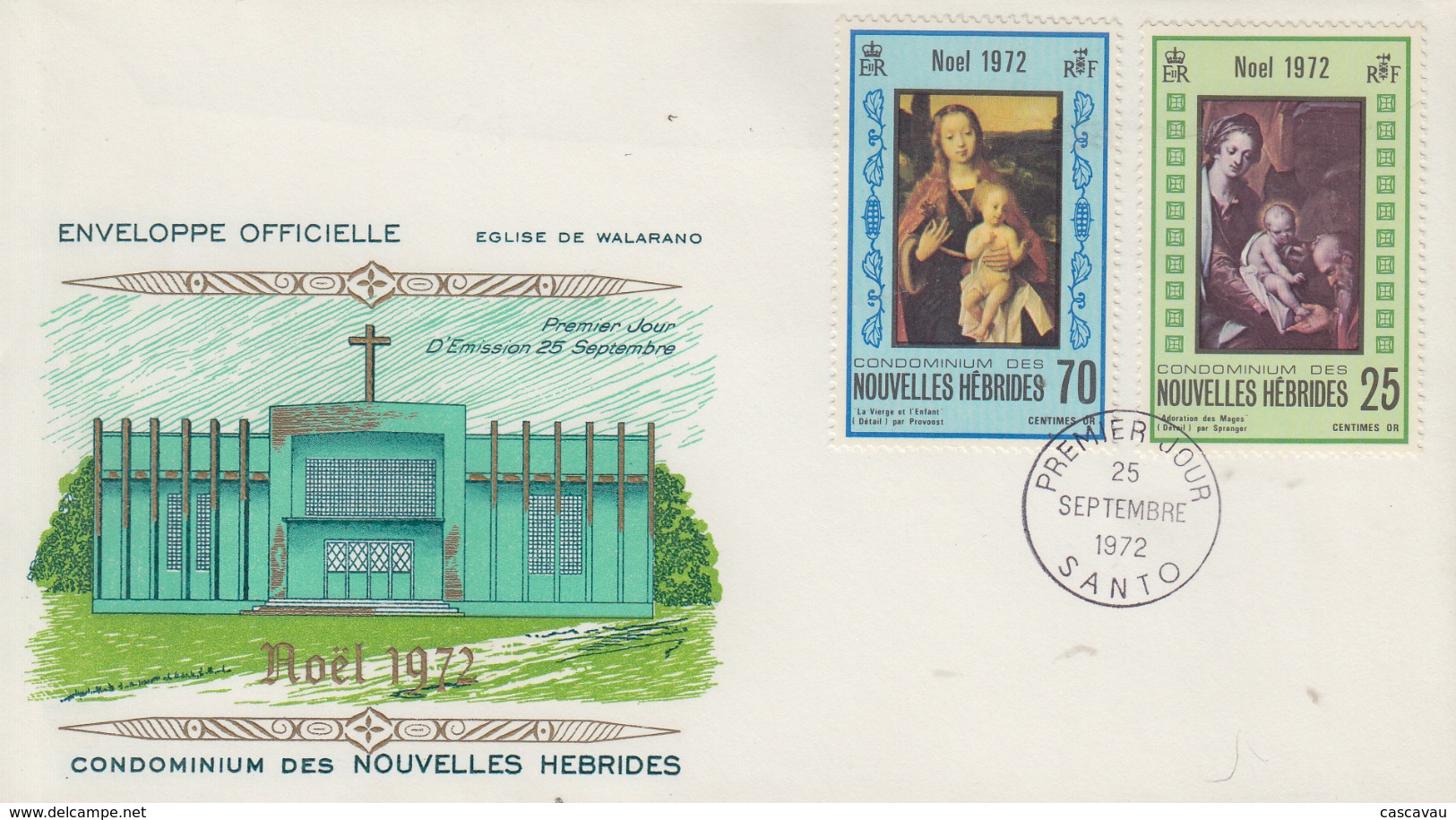 Enveloppe  FDC  1er Jour   NOUVELLES  HEBRIDES    Noël   1972 - FDC