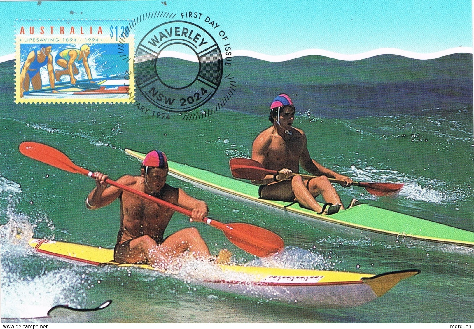 34749. Tarjeta Maxima Sport WAVERLEY (australia) 1994. Live Saving. SURF Ski Race - Sci Nautico