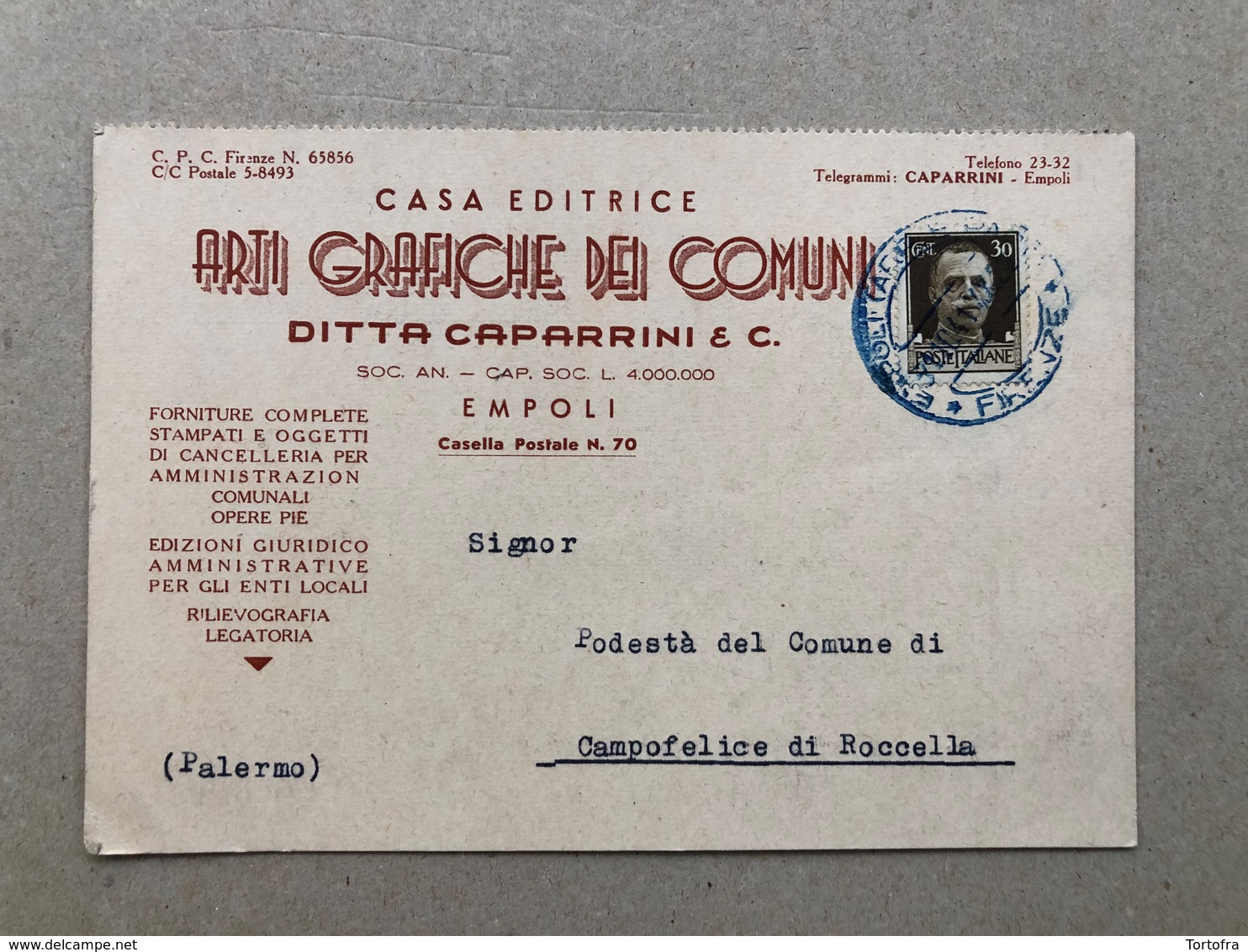 EMPOLI CASA EDITRICE ARTI GRAFICHE DEI COMUNI  DITTA CAPARRINI & C.  1941 - Empoli