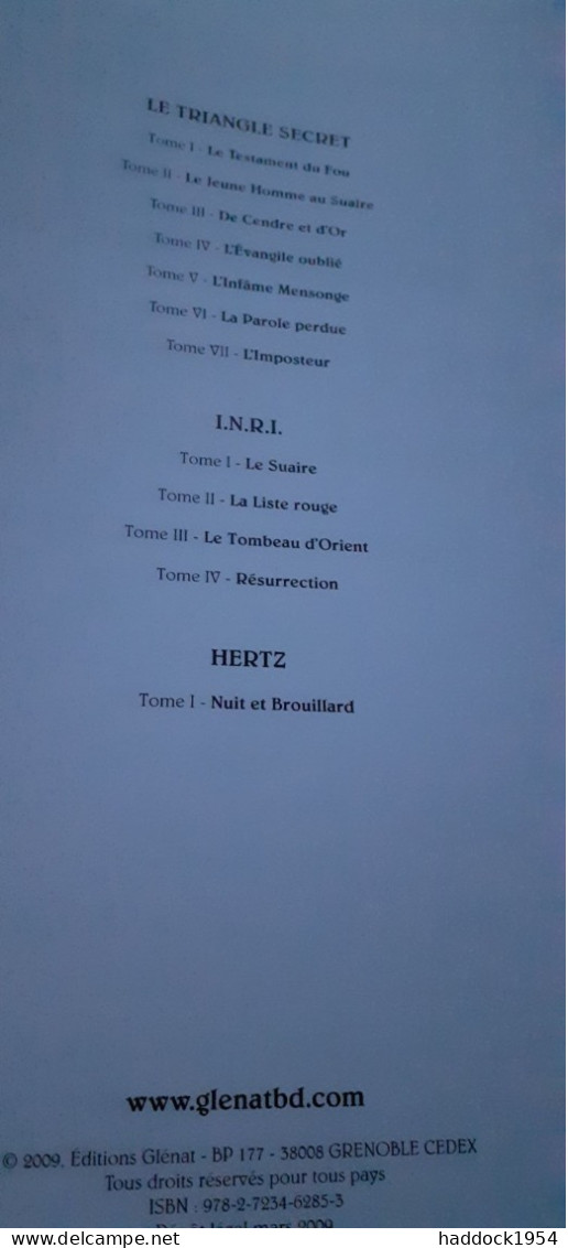 Les Gardiens Du Sang Tome 1 Le Crâne De Cagliostro DIDIER CONVARD Glénat 2009 - Triangle Secret, Le