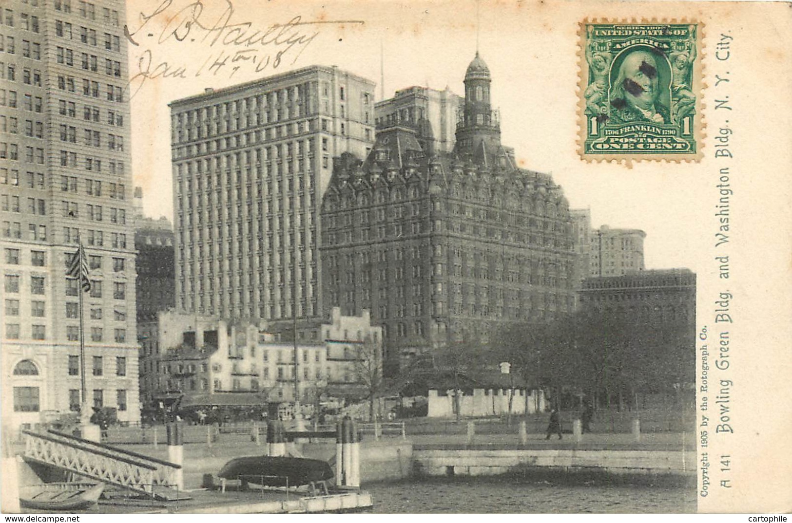 New York City - Bowling Green And Washington Buildings In 1908 - Otros Monumentos Y Edificios