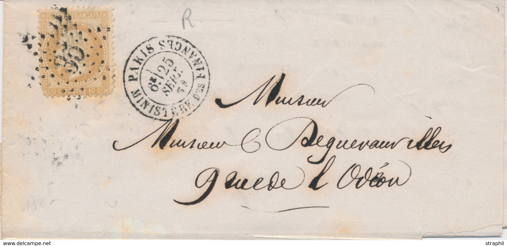 LAC ÉMISSION EMPIRE LAURE Sur Lettre - LAC - N°28 - Obl. étoile 35 - Paris /Ministère Des Finances - 25/9/68 - B/TB - 1849-1876: Période Classique