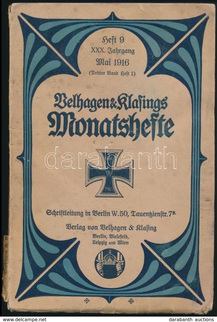 1916 Velhagen & Klafings Monatshefte 1916. Május, XXX. évf. 9. Sz. Német Nyelven. Papírkötésben, Szakadt Gerinccel. - Ohne Zuordnung