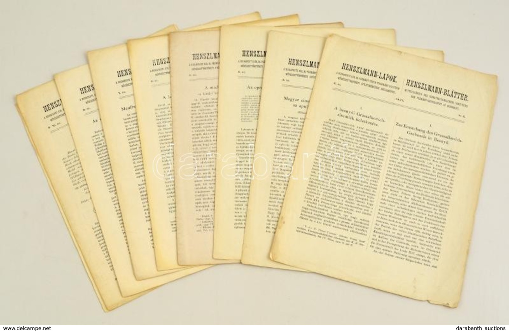 1927 Henszlmann-Lapok.
A Budapesti Kir. M. Pázmány Péter Tudomány-Egyetem Művészettörténeti Gyűjteményének Közleményei.  - Ohne Zuordnung