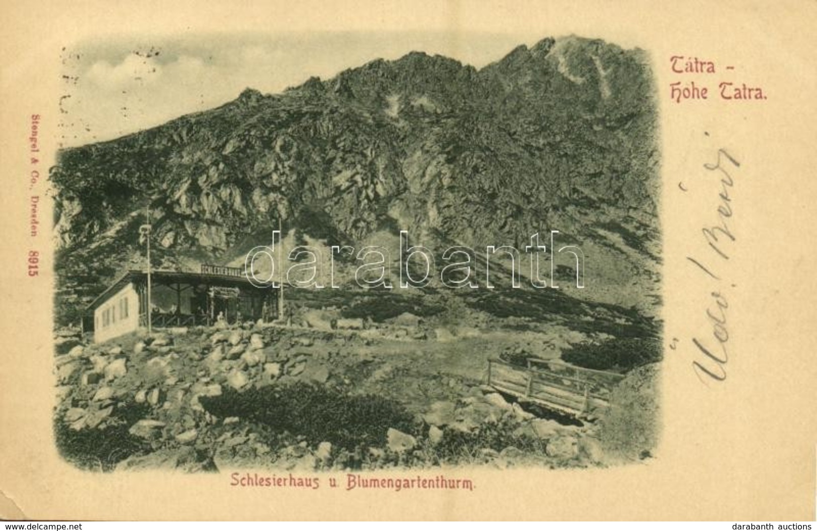 T2/T3 1899 Tátra, Magas Tátra, Vysoké Tatry; Schleiserhaus U. Blumengartenturm / Felkai-tó, Sziléziai Ház, Virágoskertto - Sonstige & Ohne Zuordnung