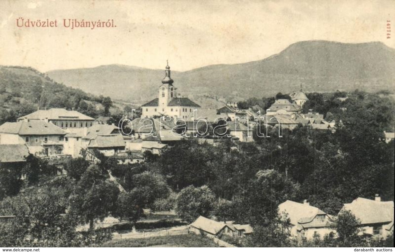 T2/T3 Újbánya, Königsberg, Nova Bana; Látkép, Templom / General View, Church (EK) - Sonstige & Ohne Zuordnung