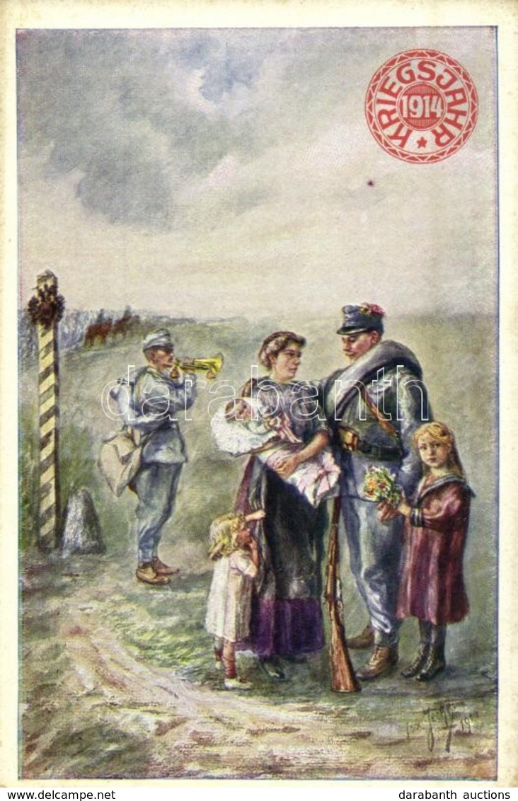 ** T2 Kriegsjahr 1914 / WWI Austro-Hungarian K.u.K. Military, Soldiers' Farewell, Artist Signed - Ohne Zuordnung