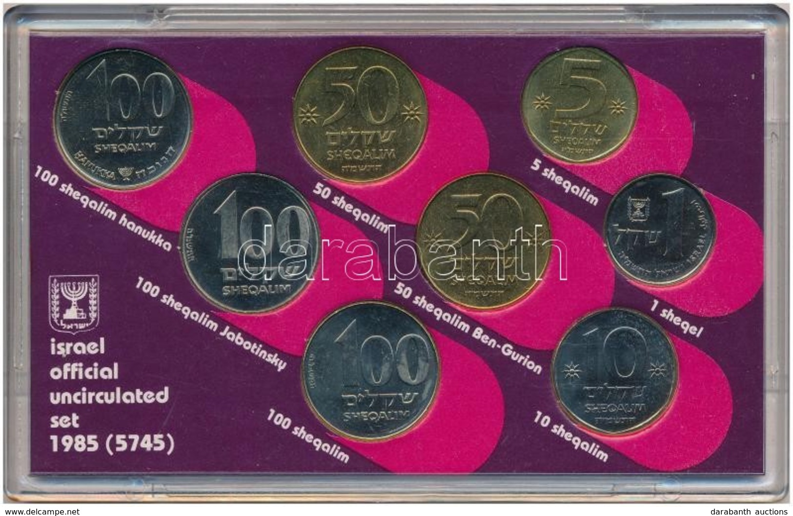 Izrael 1985. 1Sh-100Sh (8xklf) Forgalmi Sor Eredeti Tokban T:1
Israel 1985. 1 Sheqel - 100 Sheqalim (8xdiff) Coin Set In - Ohne Zuordnung