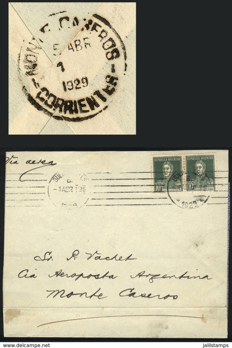 ARGENTINA: Cover (opened On 3 Sides For Display) Franked With 20c. And Sent By Airmail From Buenos Aires To Monte Casero - Autres & Non Classés