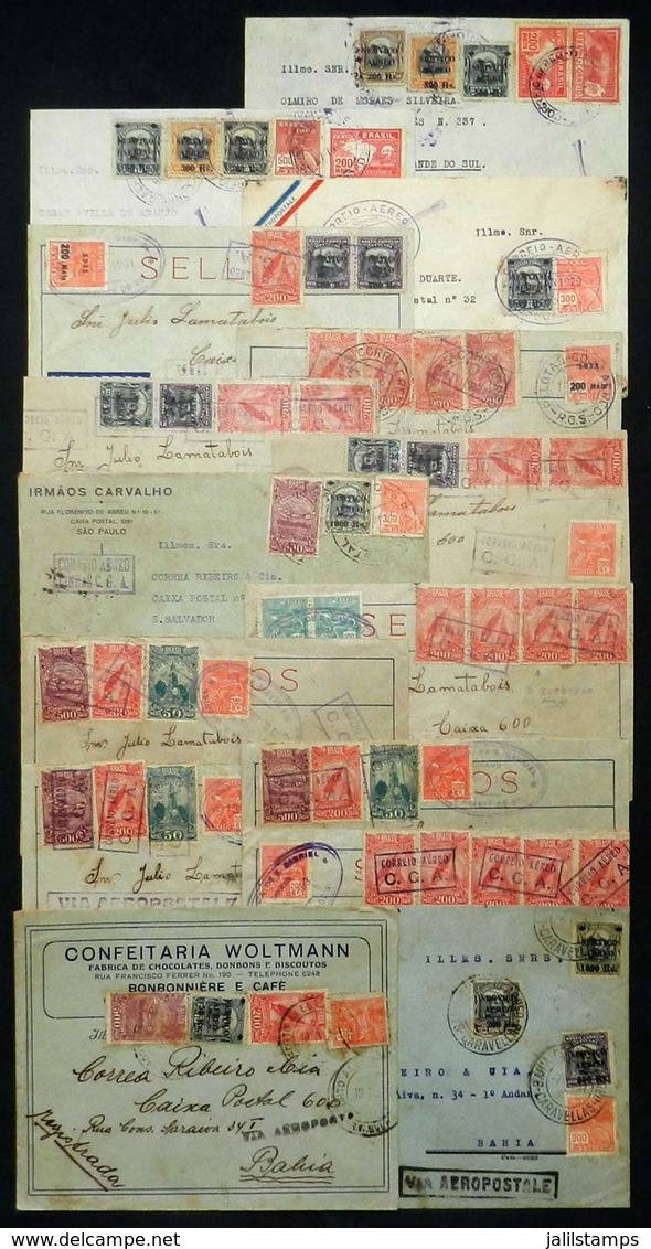 BRAZIL: 15 Airmail Covers Carried Via AEROPOSTALE Between 1929 And 1932, With Very Attractive Postages And Good Postmark - Other & Unclassified