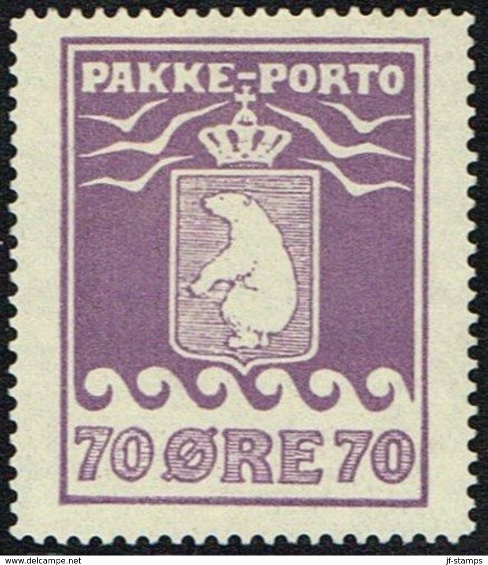 1930. PAKKE PORTO. 70 øre Violet. Thiele. Perf 11 ½. (Michel 10A) - JF168342 - Spoorwegzegels