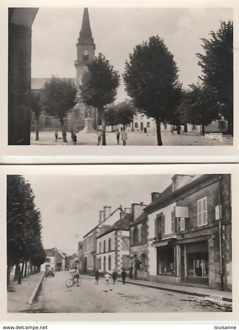 19 / 12 / 6. -  CLEGUEREC  ( 56 ).  2. CPSM. - L'ÉGLISE. & RUE  PRINCIPALE & JUSTICE DE PAIX - Cleguerec