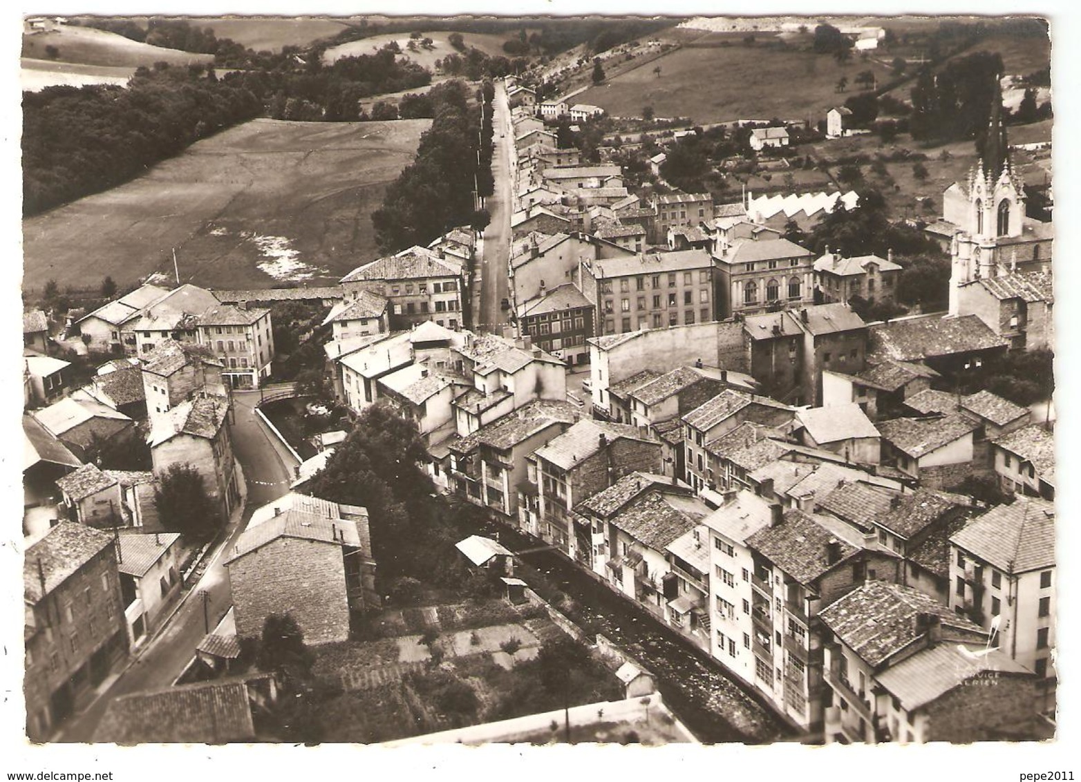 CPSM 69 Pontcharra-sur-Turdine Près Tarare - Vue Générale Route De Tarare - "En Avion Au-dessus De" - Peu Commune - Pontcharra-sur-Turdine