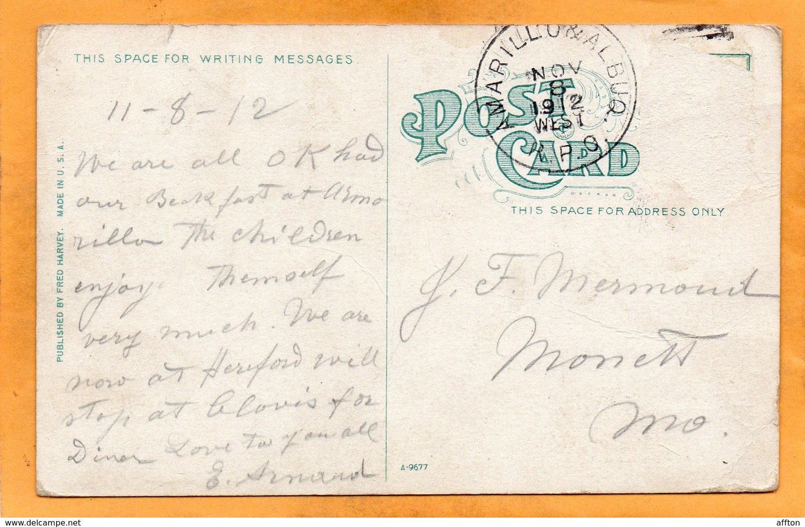 Amarillo Tex 1912 Postcard - Amarillo