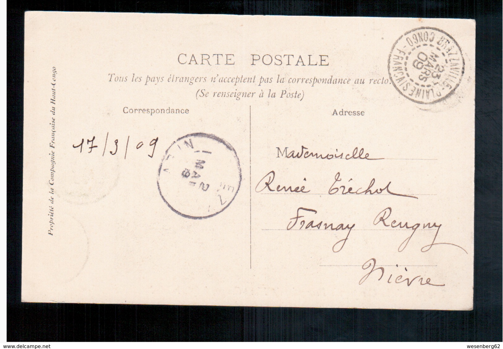 Congo Français Troupeau De La Compagnie Francaise Du Haut Congo, A Pointe- Noire 1909 Old Postcard - Pointe-Noire
