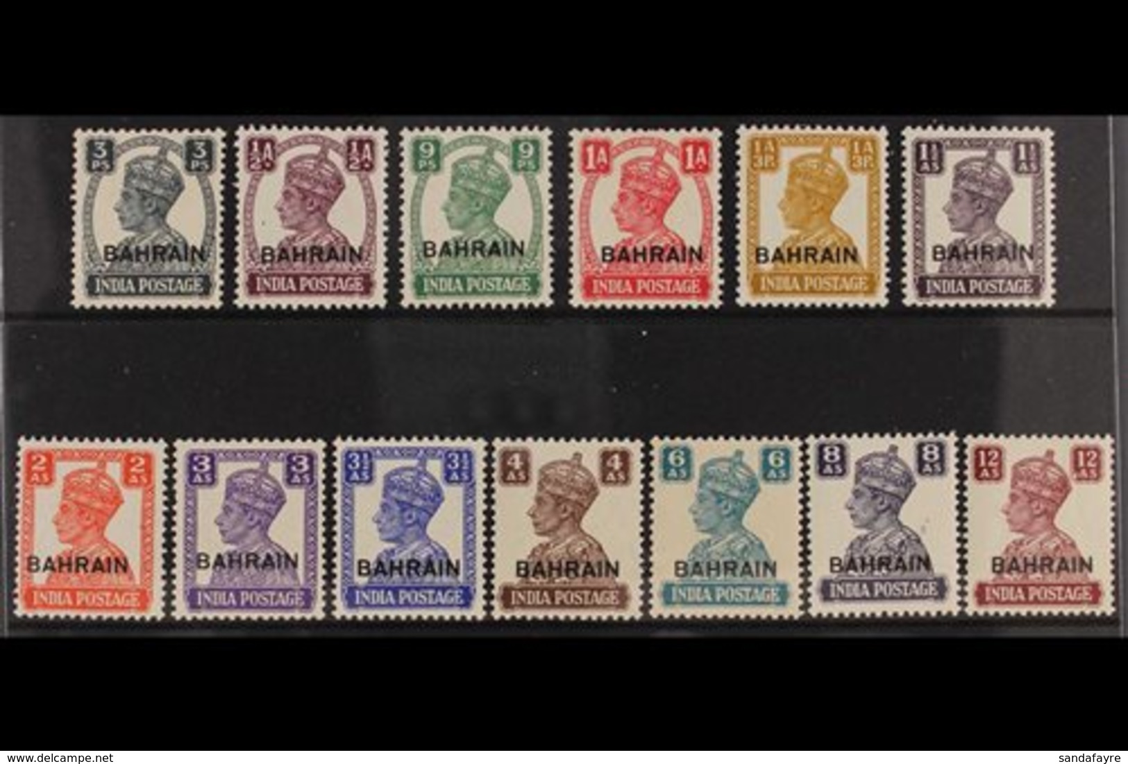 1942-45  "White Background" Set Complete, SG 38/50, Never Hinged Mint (13 Stamps) For More Images, Please Visit Http://w - Bahreïn (...-1965)