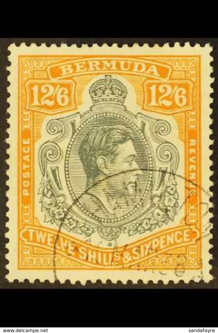 1938-53  12s6d Deep Grey And Brownish Orange, SG 120, Very Fine Used. For More Images, Please Visit Http://www.sandafayr - Bermudes