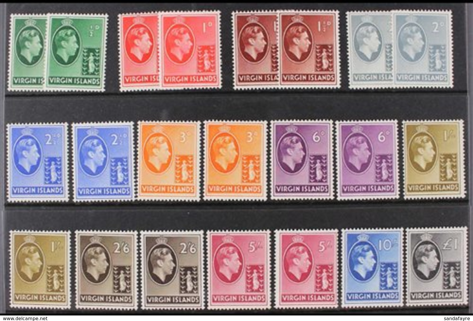 1938-47  KGVI Definitives Complete Set Including All SG Listed Paper Variants, SG 110/21, Very Fine NEVER HINGED MINT. L - Iles Vièrges Britanniques