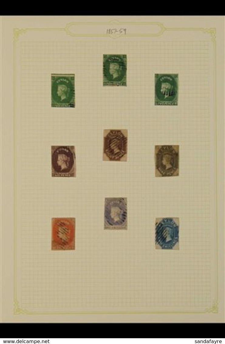 1857-1867 CHALON TYPES.  USED COLLECTION On Leaves, Includes 1857-59 2d (x3, Two With 4 Margins), 6d (3 Margins), 8d (re - Ceylan (...-1947)