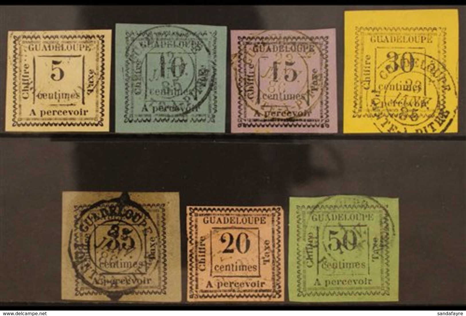 GUADELOUPE  POSTAGE DUES 1884 Set Complete, Yv 6-12, Fine To Very Fine Used. (7 Stamps) For More Images, Please Visit Ht - Autres & Non Classés