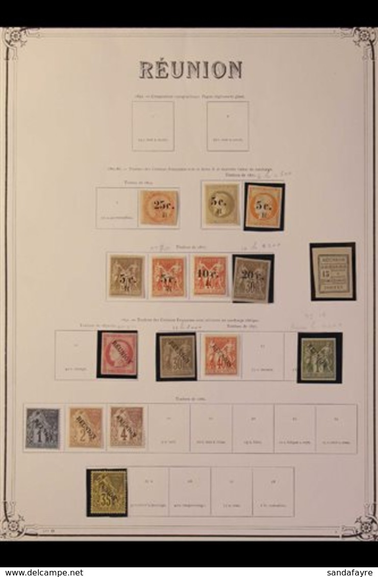 REUNION  1885-1906 FINE MINT COLLECTION, All Different, On Yvert Printed Pages, Incl. 1885-6 Surcharges Set (excl. 5c On - Autres & Non Classés