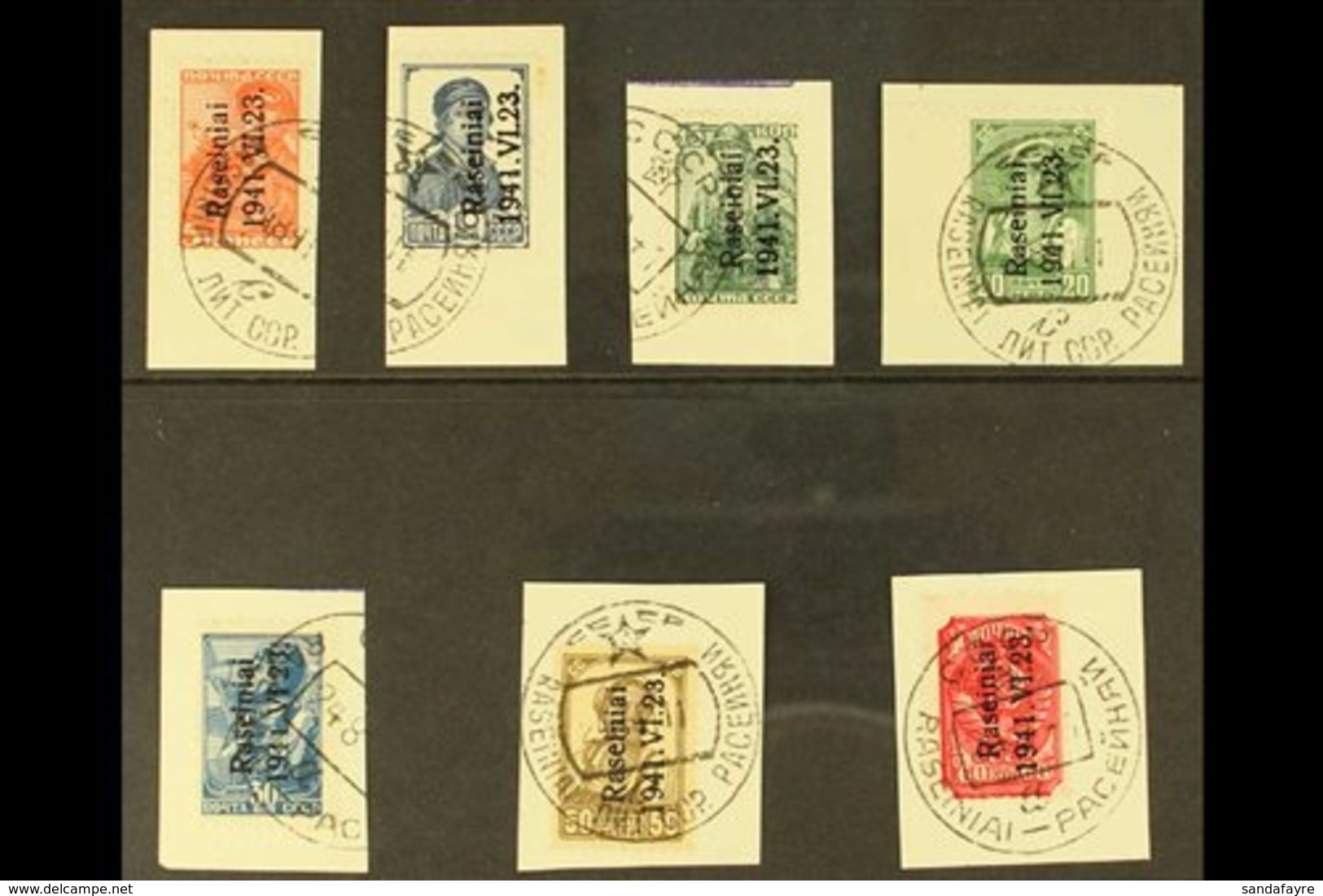 RASEINIAI (ROSSINGEN)  1941 Complete Set Of The Small Format Stamps With Type I Overprint, Michel 1 I / 7 I, Very Fine U - Autres & Non Classés