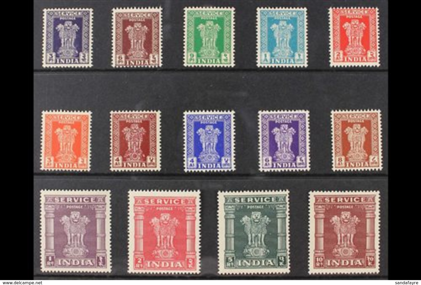 OFFICIALS  1950-51 Asokan Capital Complete Set, SG O151/64, Never Hinged Mint, Very Fresh. (14 Stamps) For More Images,  - Autres & Non Classés