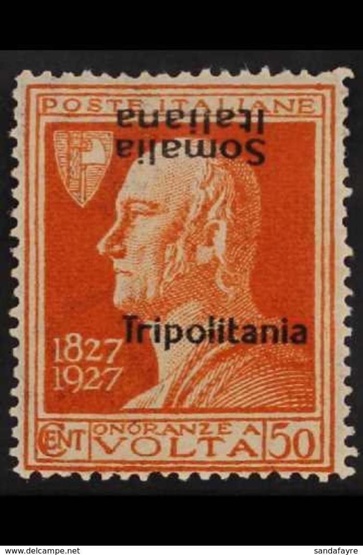 TRIPOLITANIA  1927 50c Orange Volta, Variety "ovpt Normal But With Somalia Italiana Inverted At Top", Sass 44c, Very Fin - Andere & Zonder Classificatie