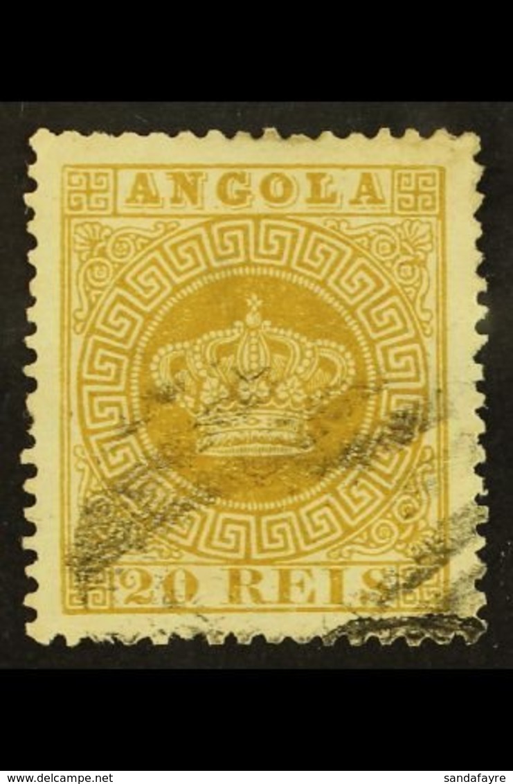 ANGOLA  1875-77 20r Bistre (Plate 1) Perf 13½, SG 18, Used With Small Thins & ISPP Photo Certificate. Elusive Stamp For  - Autres & Non Classés