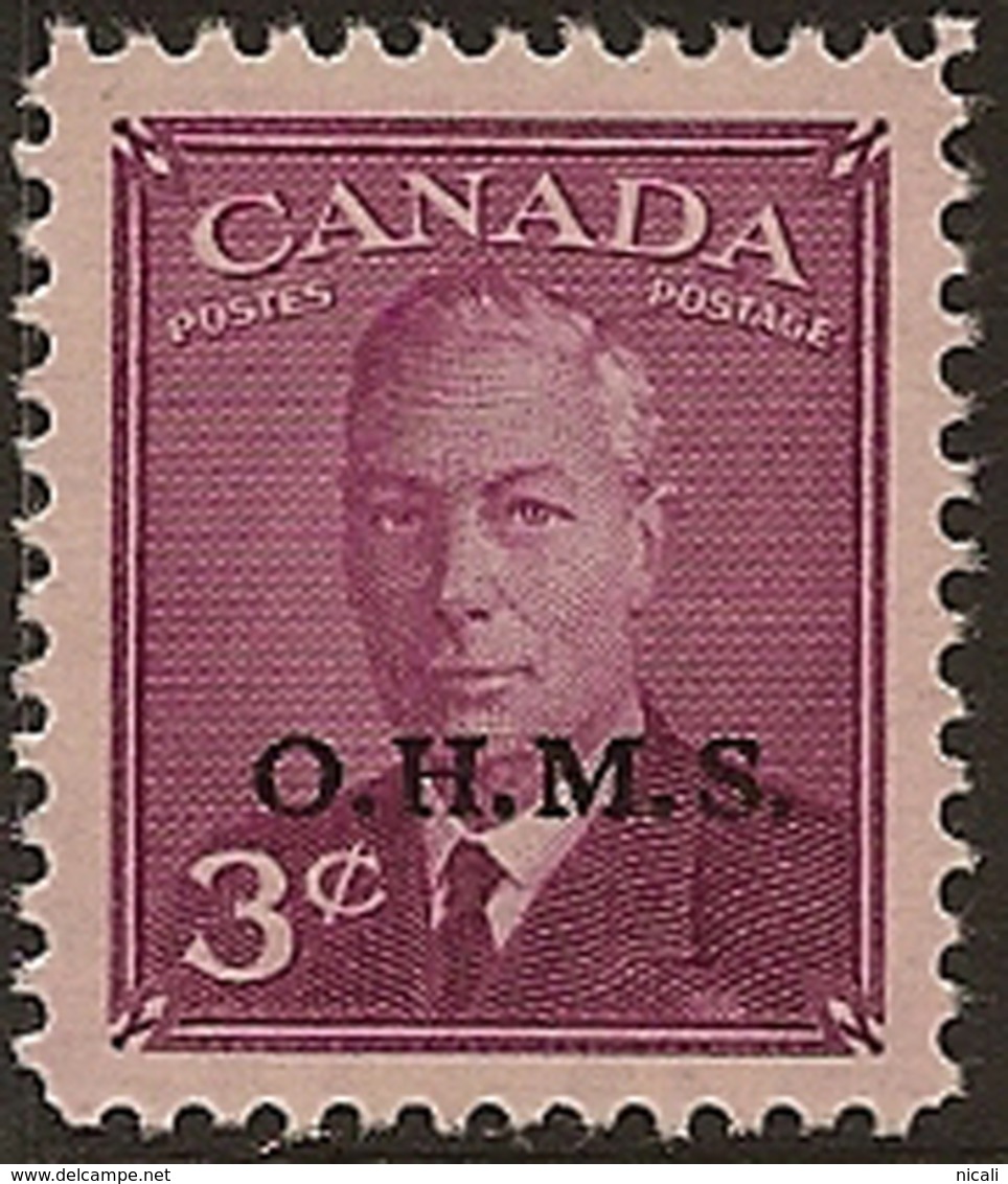CANADA 1949 3c Purple KGVI OHMS SG O174 HM WL171 - Overprinted
