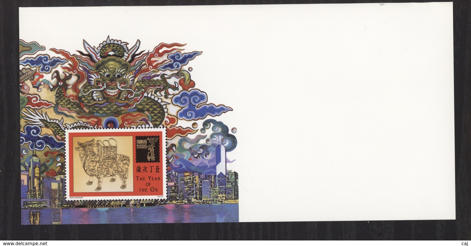 Hong Kong  :  Yv  728  (o)  Feuillet Spécial "année Du Boeuf " Avec Timbres Or - Lettres & Documents