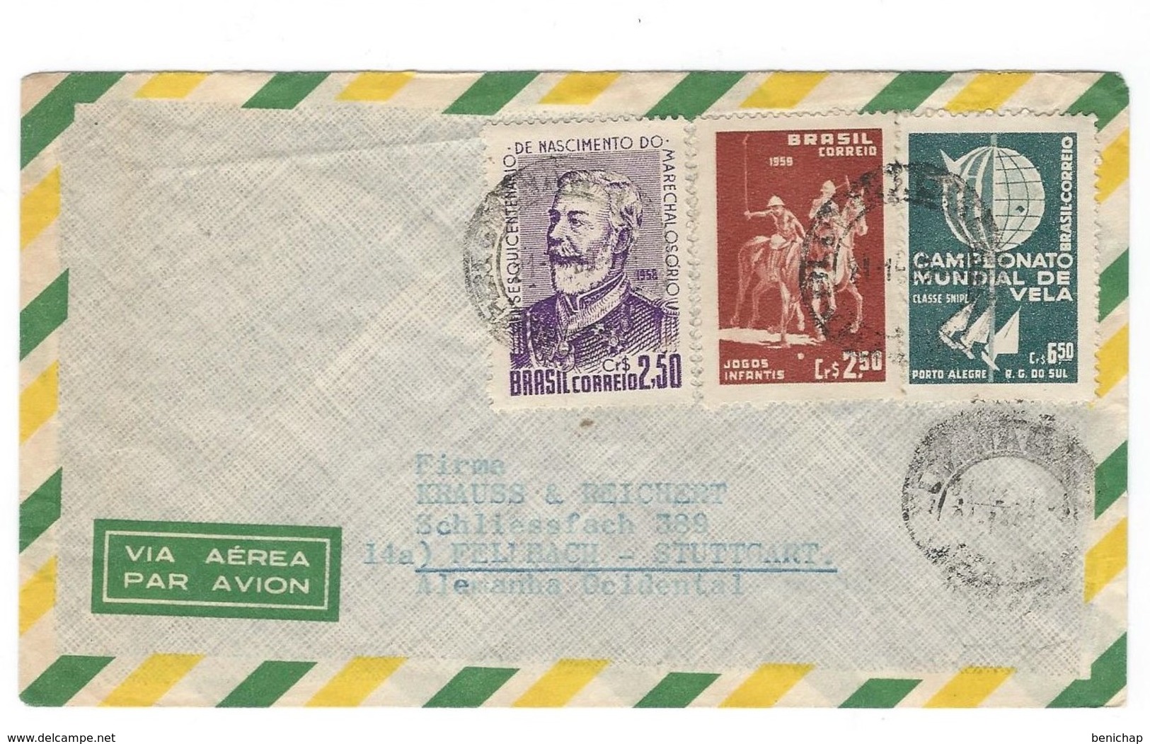 COVER CORREO BRASIL -VIA AEREA - BRESIL - BLUMENAU - FELLBACH - ALEMANIA - Storia Postale