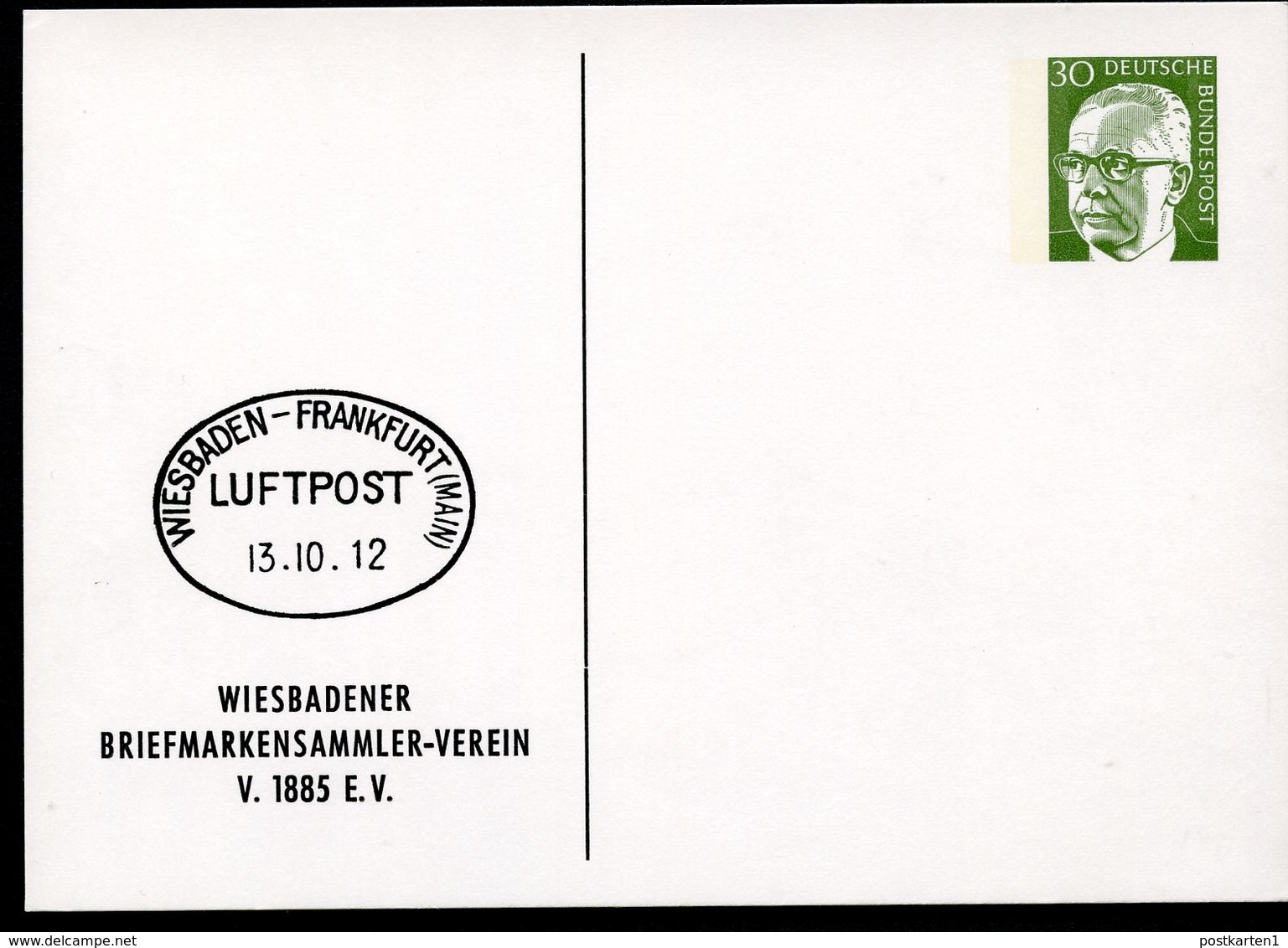 Bund PP46 B2/004-I LUFTPOSTSTEMPEL WIESBADEN - FRANKFURT 1912 1972  NGK 4,00 € - Privatpostkarten - Ungebraucht